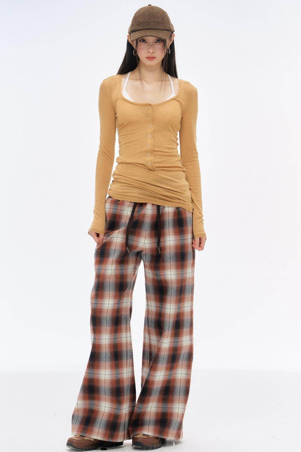 Plaid Wide Leg Pants - My Store