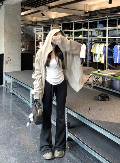 Oversized Gray Zip Hoodie