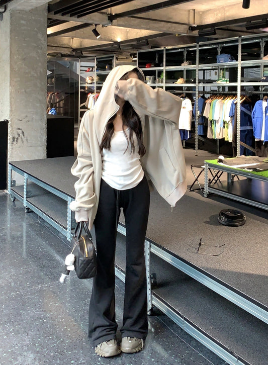 Oversized Gray Zip Hoodie