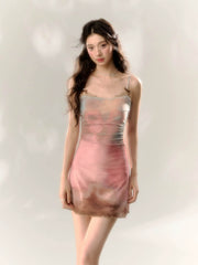 Ombre Mesh Gradient Halter Dress - My Store