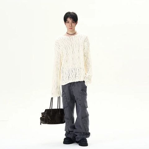 Hollow-Out Oversize Cable Knit Sweater