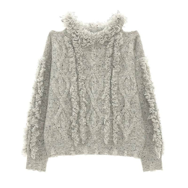 Leak Shoulder Destraction Tassel Sweater - My Store