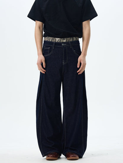 Camo Lined Wide Leg Jeans