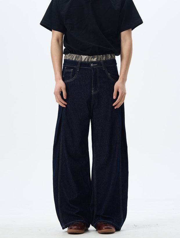 Camo Lined Wide Leg Jeans