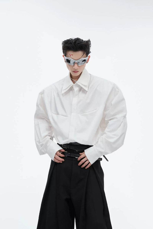 Layered Collar Deconstructed Shirt - My Store