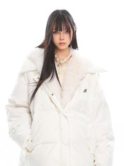 Detachable Fur Collar Hooded Cotton Jacket