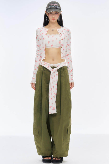 Floral Cardigan Lace Shorts Set-Up - My Store