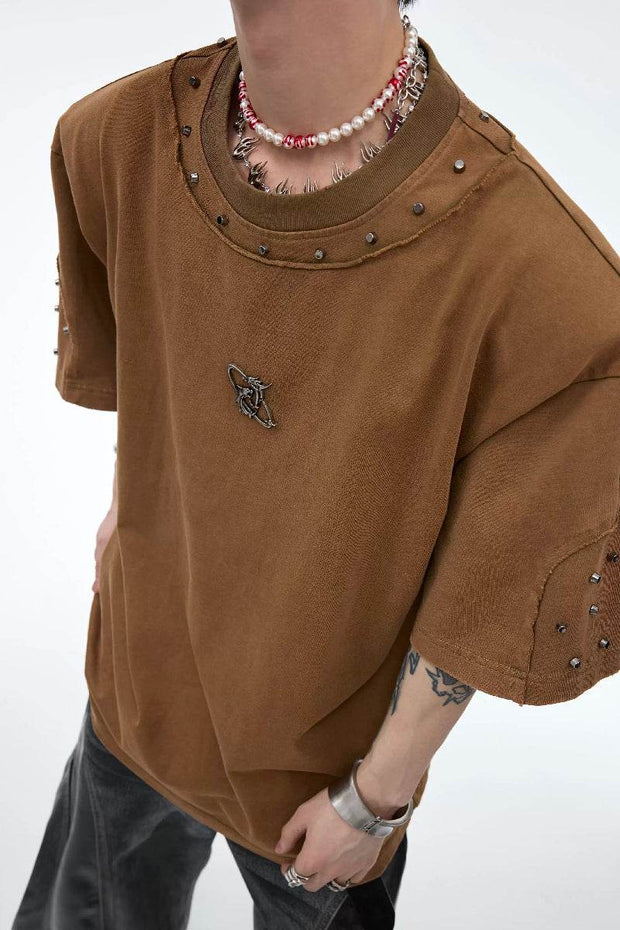 Studded Shoulder Pad Vintage Tee - My Store