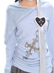 Retro Cross Design Long Sleeve Top