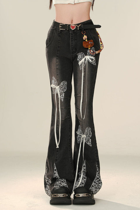 Lace Accent Butterfly Pants