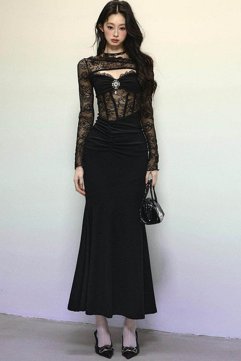 High-Quality Lace Evening Dress - My Store