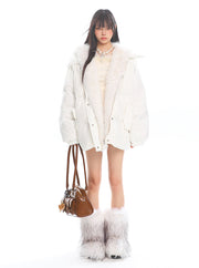 Detachable Fur Collar Hooded Cotton Jacket