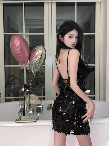 Backless Sequin Dress