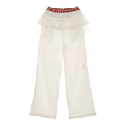 White Layered Wide-Leg Pants - My Store