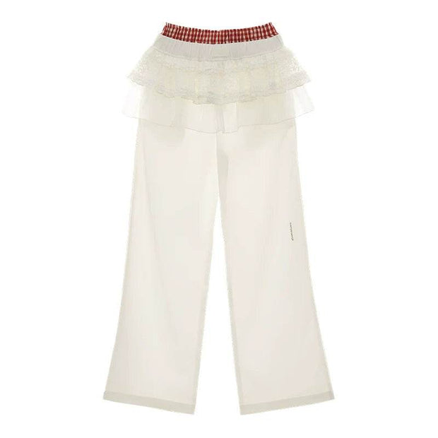 White Layered Wide-Leg Pants - My Store