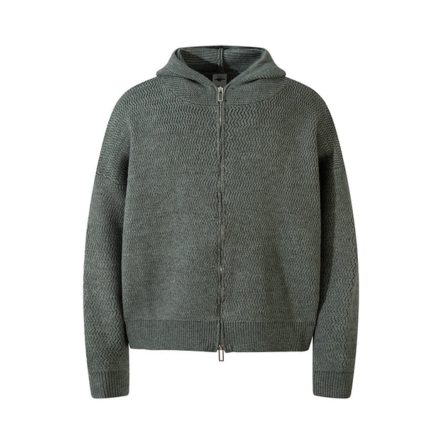 Oversize Zipper Knit Hoodie