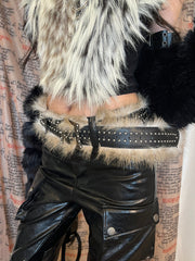 Patchwork Fur Wide Belt