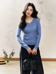 Blue V-Neck Sweater Top - My Store