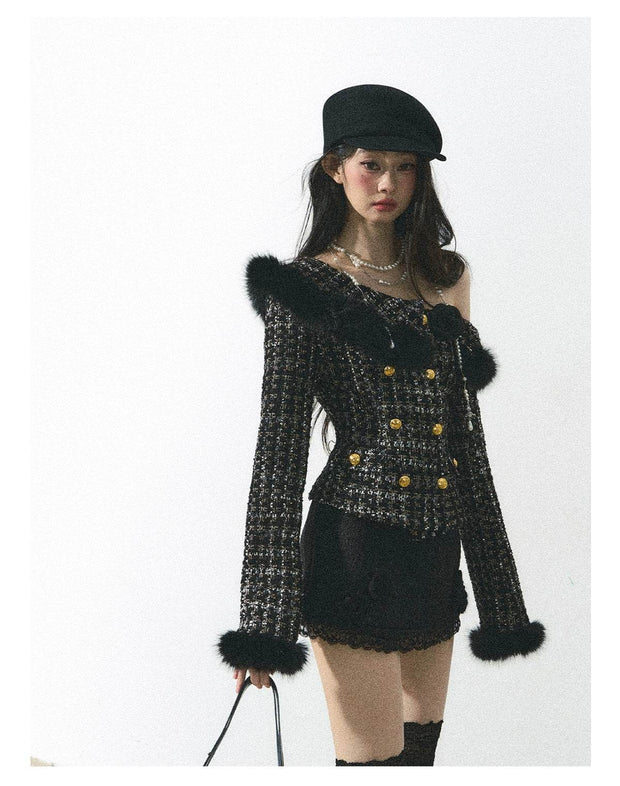 Checkered Coat & Skirt Set - My Store