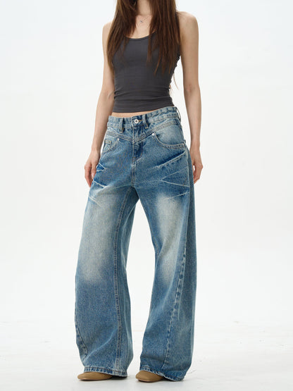 Medium Wash Wide Leg Skater Jeans