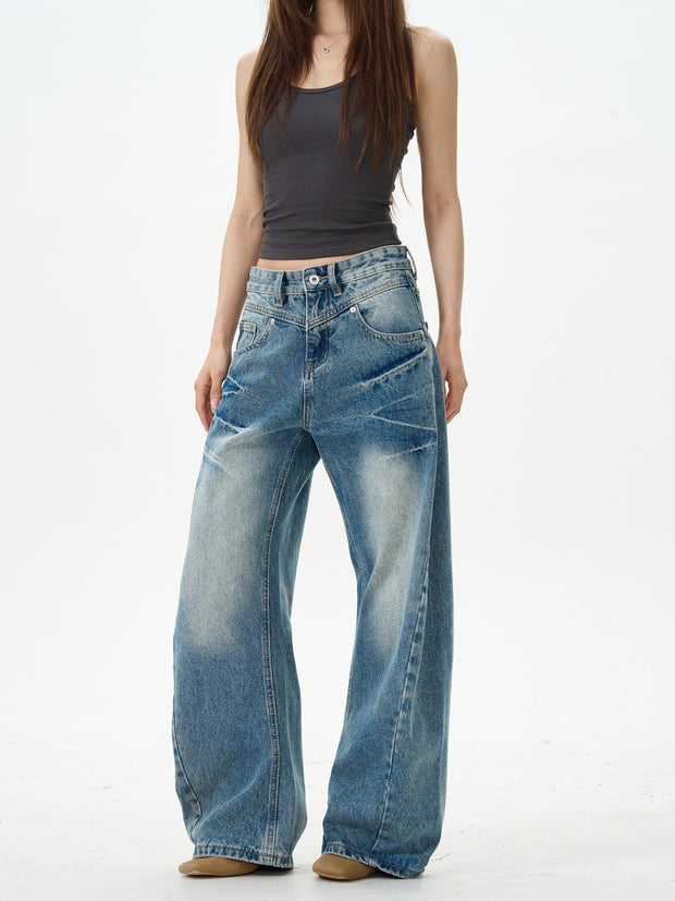 Medium Wash Wide Leg Skater Jeans