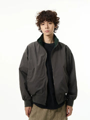 Reversible Stand Neck Zipper Jacket