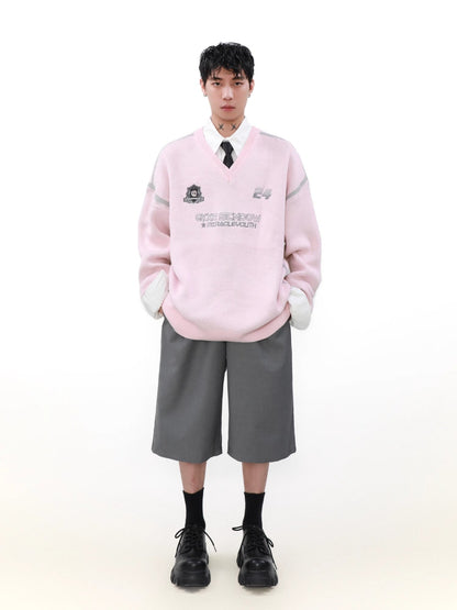 Oversize V-Neck Knit Sweater