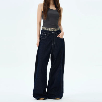 Camo Lined Wide Leg Jeans