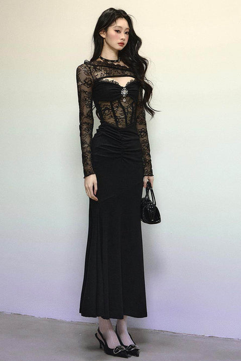 High-Quality Lace Evening Dress - My Store