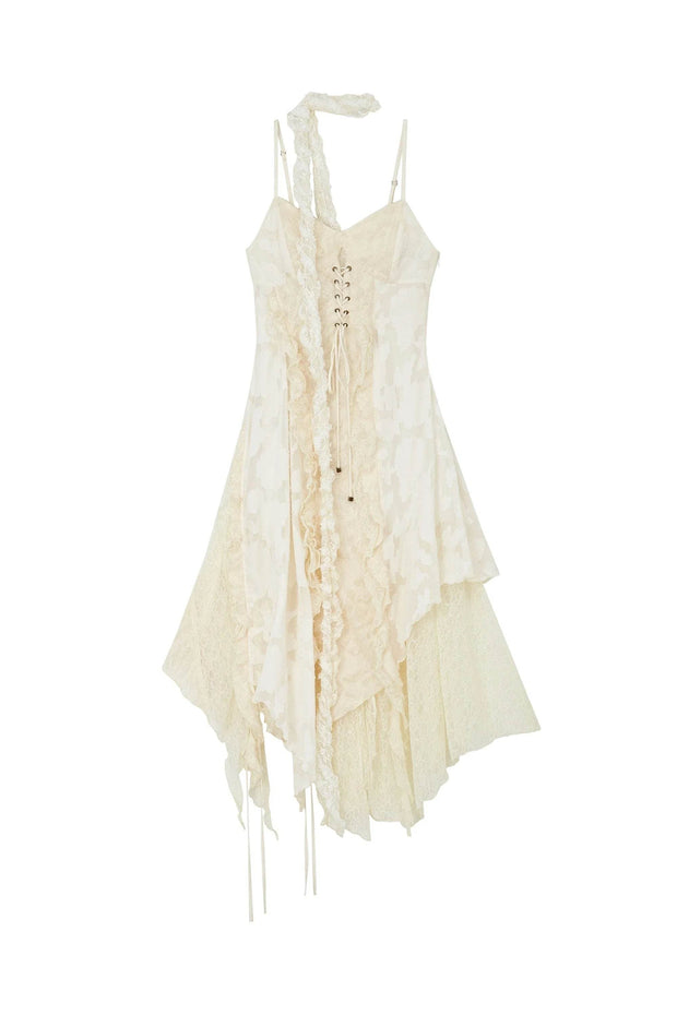 Lace Patchwork Drawstring Dress - My Store