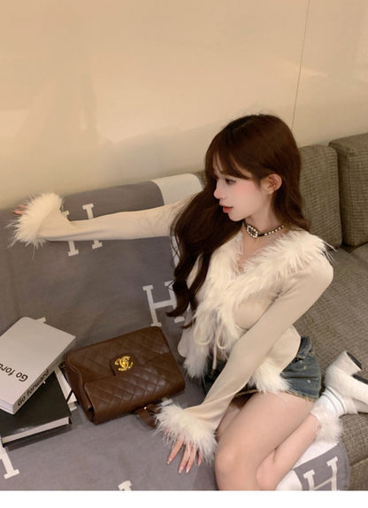 Fur Cardigan Top