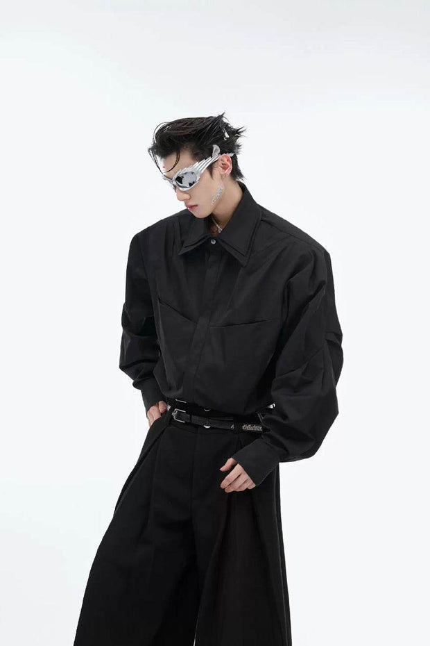 Layered Collar Deconstructed Shirt - My Store