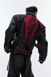 Deconstructed Spine Pleated Moto Jacket - My Store