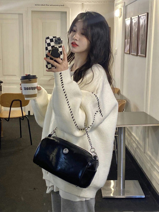 Contrast Knit Cardigan
