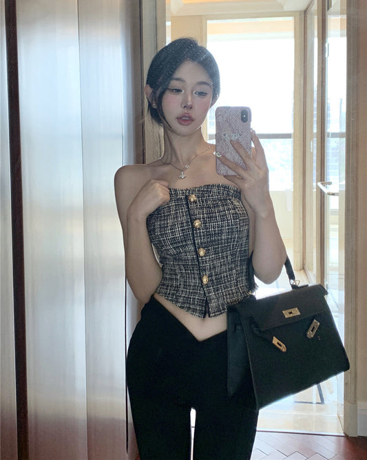 Gold Button Tube Top