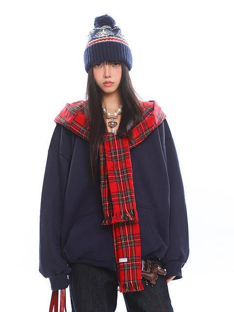 Retro Two Piece Plaid Hoodie