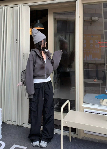 Zip Up Cropped Hoodie