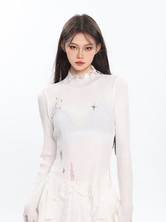 klia Star Distressed Long Sleeve Top