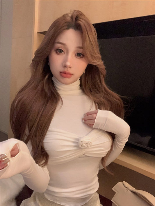 Rose Accent White Top