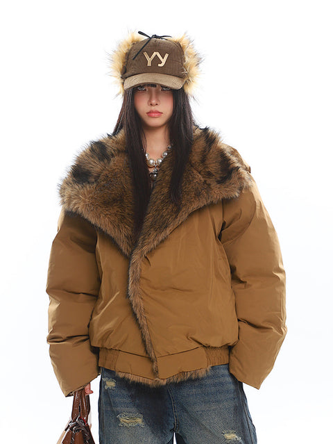 American Retro Large Fur Collar Coat