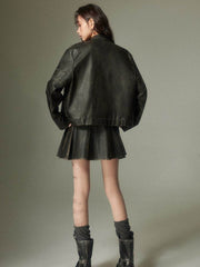 Ribbon Leather Collar Jacket - My Store