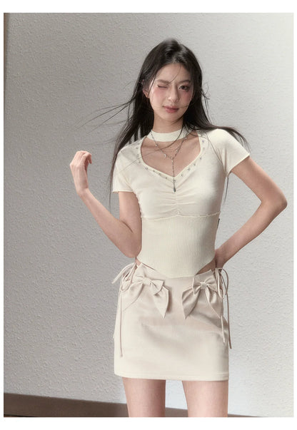 Choker Collar Rhinestone Top