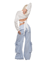 1Jinn Studio Blue & White Wide-Leg Utility Pants - My Store