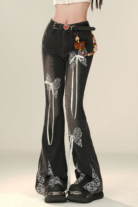 Lace Accent Butterfly Pants