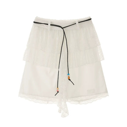White Lace Layered Casual Shorts