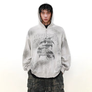 Dragon Print Heavy Zipper Hoodie