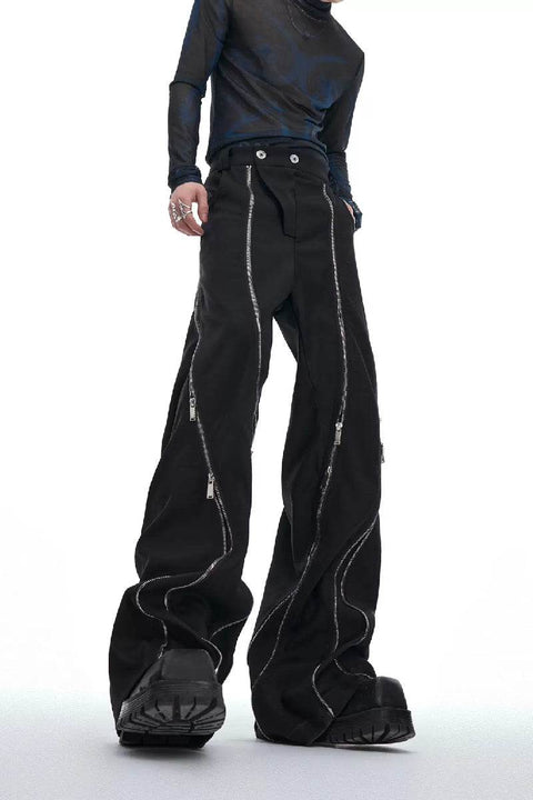 Deconstructed Zipper Flare Trousers - My Store