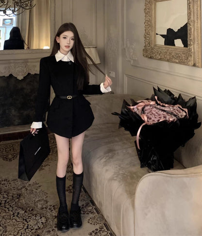 White Collar Belted Jacket