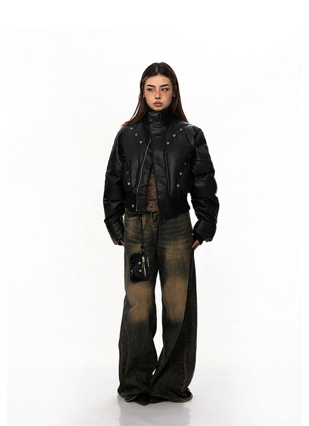 Perforated Eyelet Leather Jacket