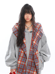 Retro Two Piece Plaid Hoodie